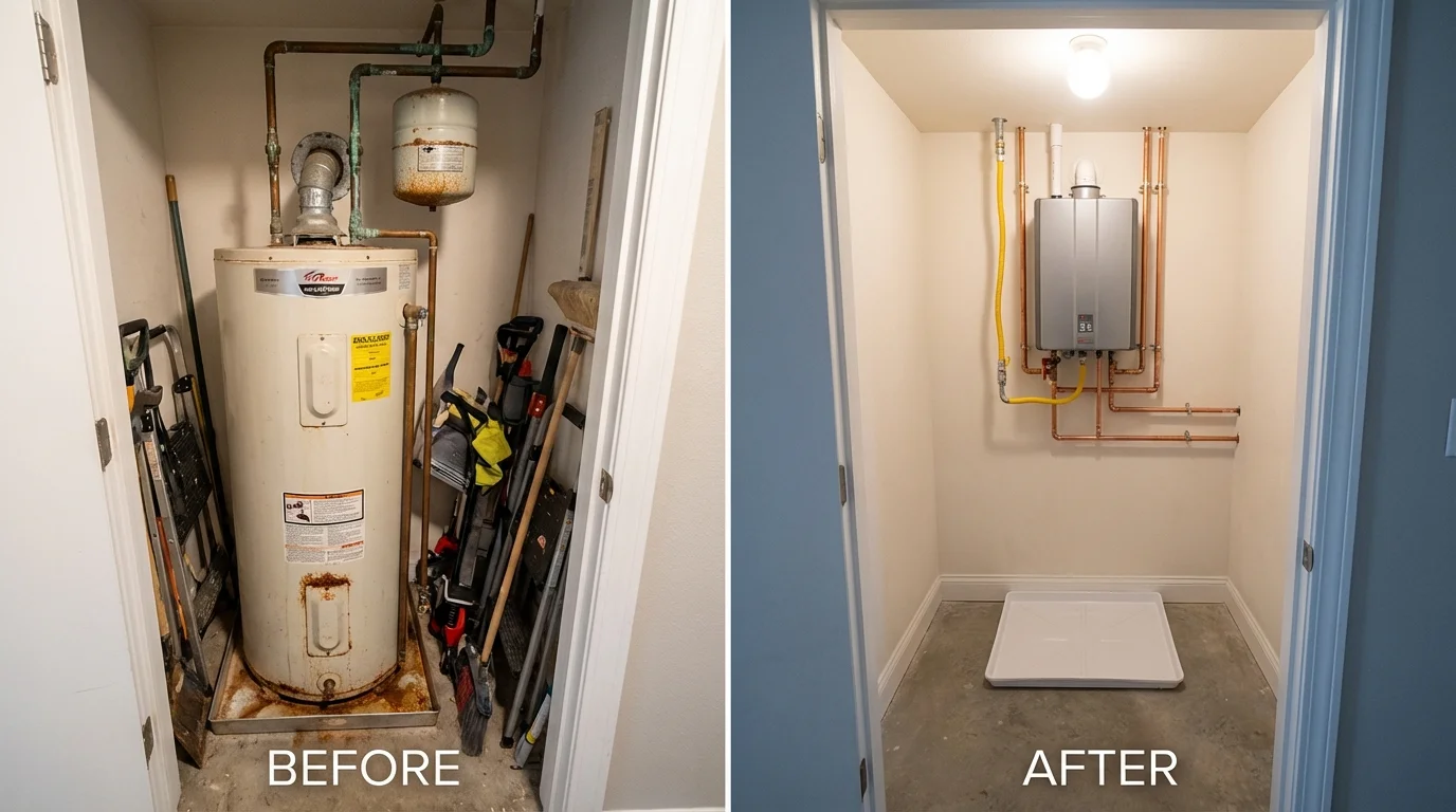 Tank water heater versus wall-mounted tankless unit comparison for Pierre, SD homeowners